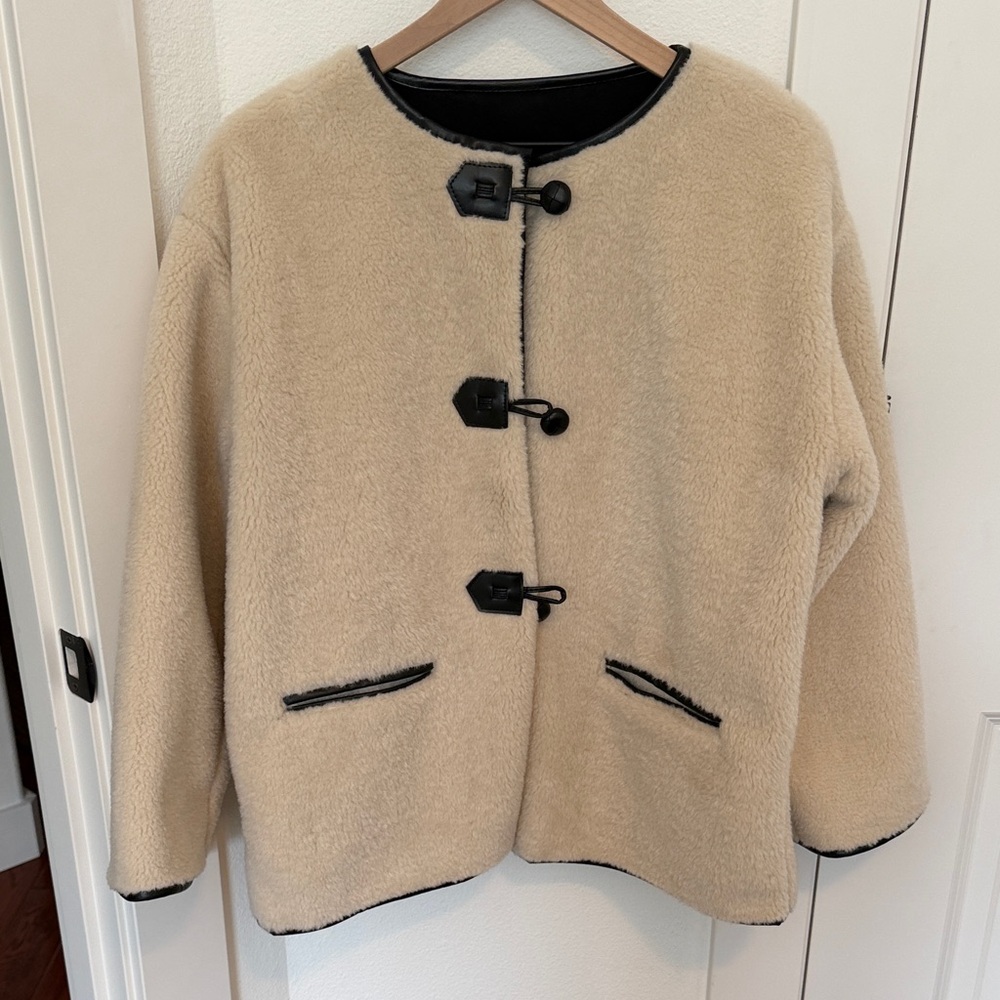 Amazon Cream Teddy Jacket with Black Accents